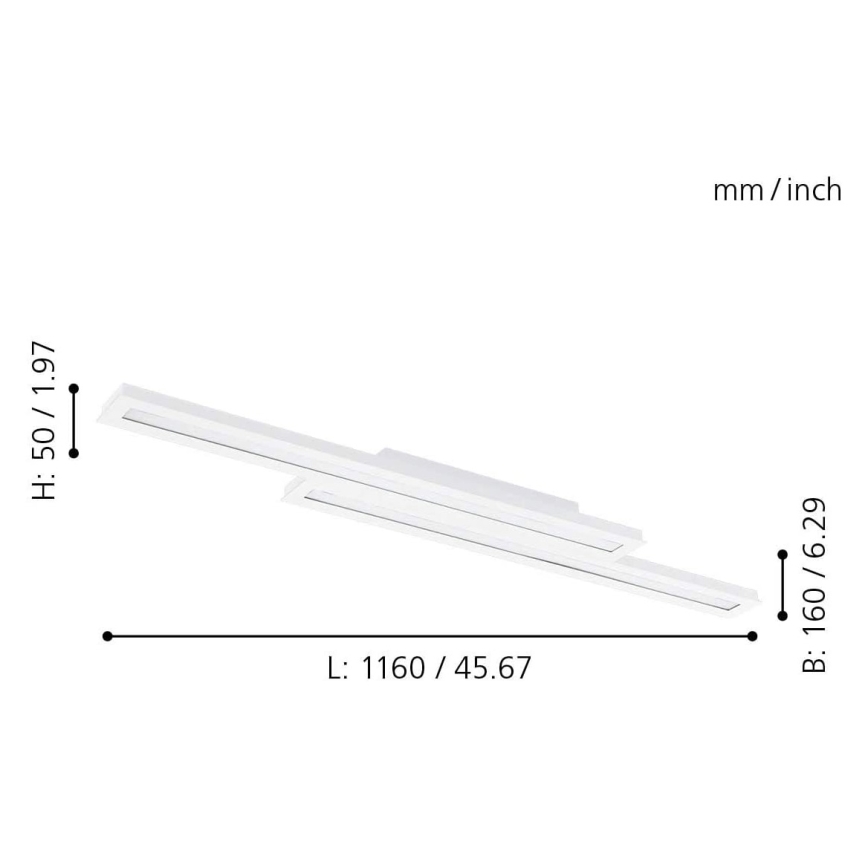 Eglo - LED RGB Dimbart takarmatur SALITERAS-C 2xLED/10W/230V