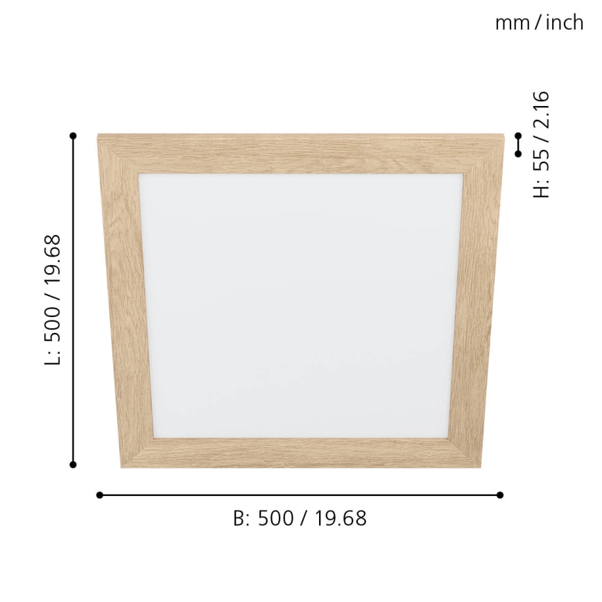 Eglo 99471 - LED-taklampa PIGLIONASSO LED/20W/230V 500x500 mm