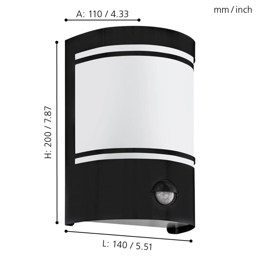 Eglo - Utomhus väggbelysning med en sensor 1xE27/40W/230V IP44