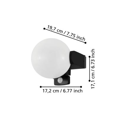 Eglo 99573 - Utomhusvägglampa med sensor RUBIO 1xE27/15W/230V IP44