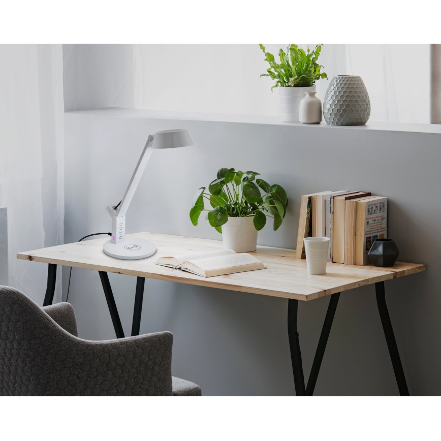 Eglo - LED ljusreglerad touch bordslampa  med trådlös laddning  LED/4,8W/230V vit 