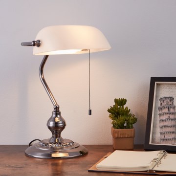 Eglo - Bordslampa 1xE27/60W/230V vit/skinande krom