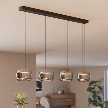 Eglo - Dimbbar LED-pendellampa med vajerupphängning 4xLED/5,8W/230V svart/rökfärgad