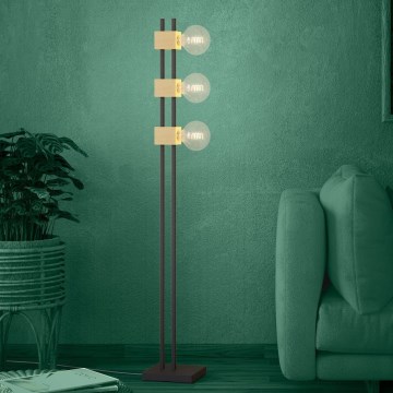 Eglo - Golvlampa 3xE27/40W/230V svart/brun