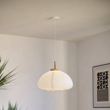 Eglo - Hänglampa på sladd 1xE27/40W/230V Ø 40 cm vit/beige