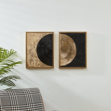 Eglo - KIT 2x Målning på kanvas 43x33 cm svart/guld