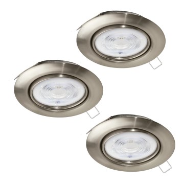Eglo - KIT 3x LED infälld belysning 1xGU10/4W/230V matt krom
