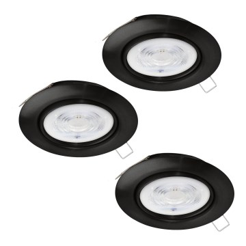 Eglo - KIT 3xLED Badrum infälld lampa 1xGU10/4W/230V IP44 svart