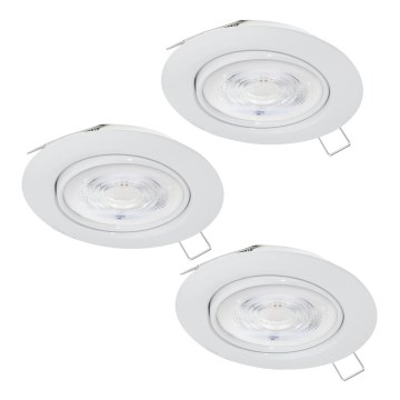 Eglo - KIT 3xLED Badrum infälld lampa 1xGU10/4W/230V IP44 vit