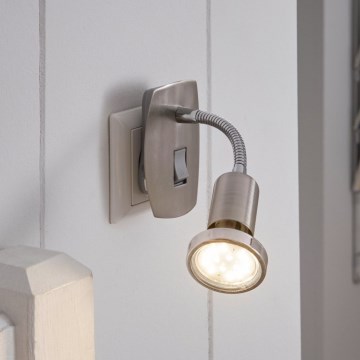 Eglo - LED-armatur för vägguttag 1xGU10/2,8W/230V matt krom