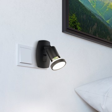 Eglo - LED-armatur för vägguttag 1xGU10/4,5W/230V svart