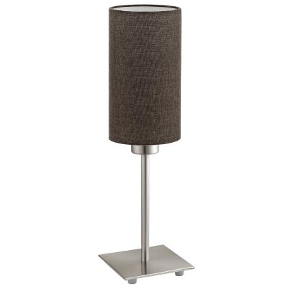 Eglo - LED-bordslampa TUNJA 1xE27/60W/230V 26,5 cm matt krom/brun