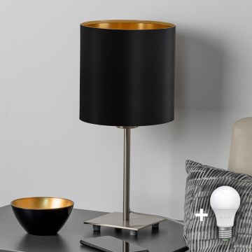 Eglo - LED bordslampa TUNJA 1xE27/60W/230V 26,5 cm matt krom/svart