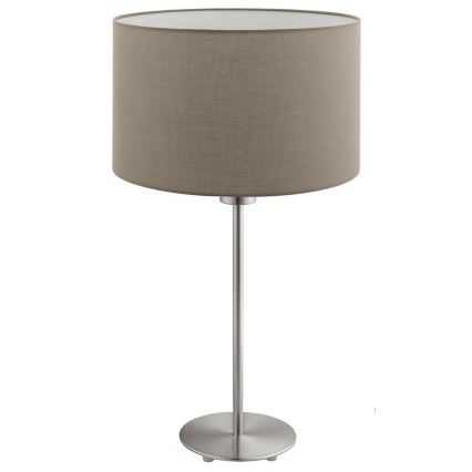 Eglo - LED-bordslampa TUNJA 1xE27/60W/230V 38,5 cm mattkrom/taupe