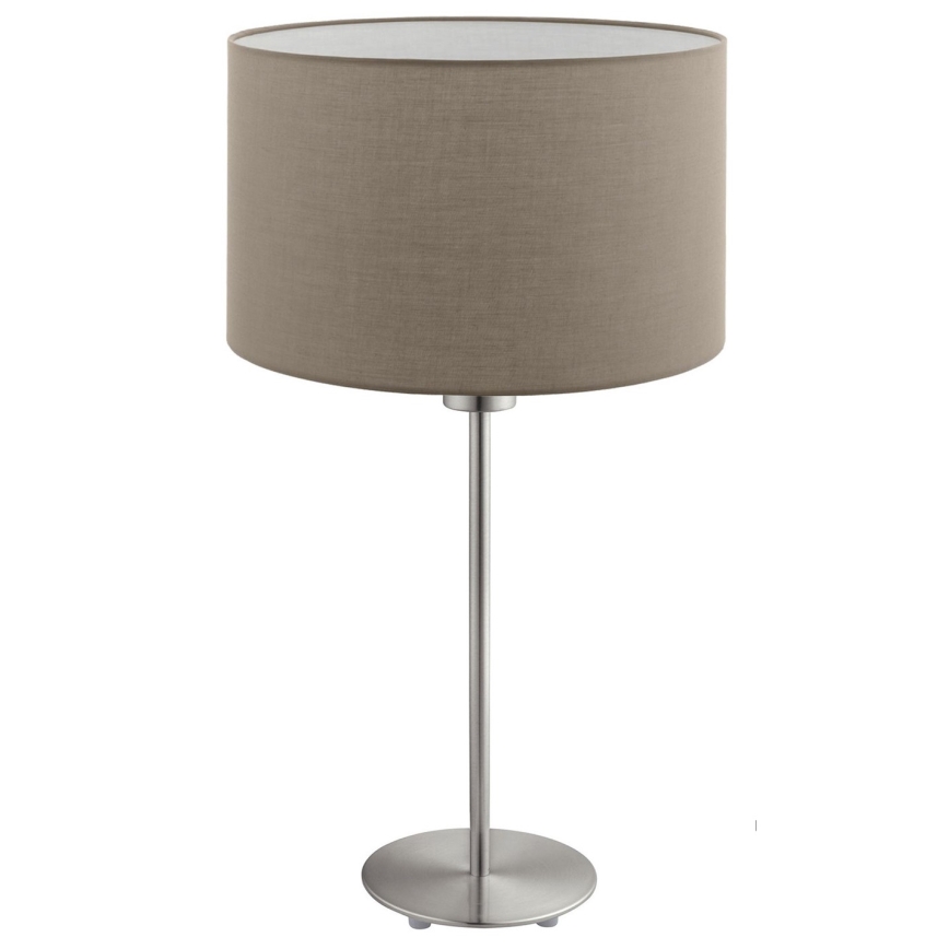 Eglo - LED-bordslampa TUNJA 1xE27/60W/230V 38,5 cm mattkrom/taupe