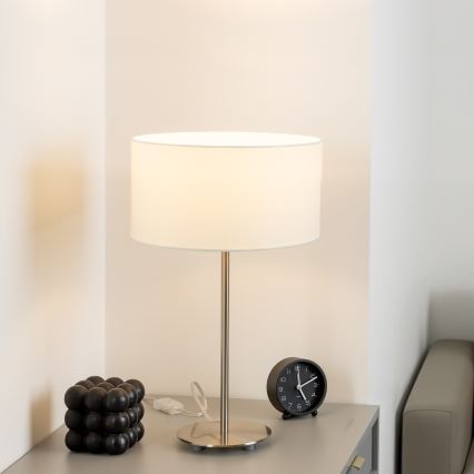 Eglo - LED bordslampa TUNJA 1xE27/60W/230V 38,5 cm mattkrom/vit