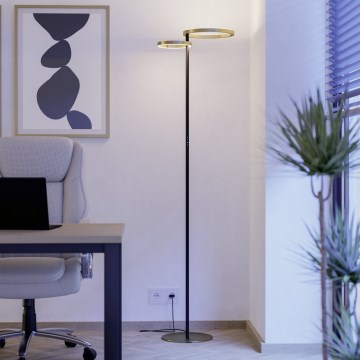 Eglo - LED dimbar golvlampa LED/16W/230V + LED/12W guld/svart