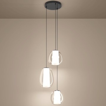 Eglo - LED dimbar hänglampa med vajerupphängning LED/7W/230V + 2xLED/5,5W + 3xLED/1,6W 2200-6500K svart krom