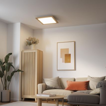 Eglo - LED dimbar infälld panel POZZALLO WOOD LED/21W/230V 2700-6500K 49,5x49,5 cm brun + fjärrkontroll
