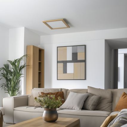 Eglo - LED dimbar infälld panel POZZALLO WOOD LED/21W/230V 2700-6500K 49,5x49,5 cm brun + fjärrkontroll