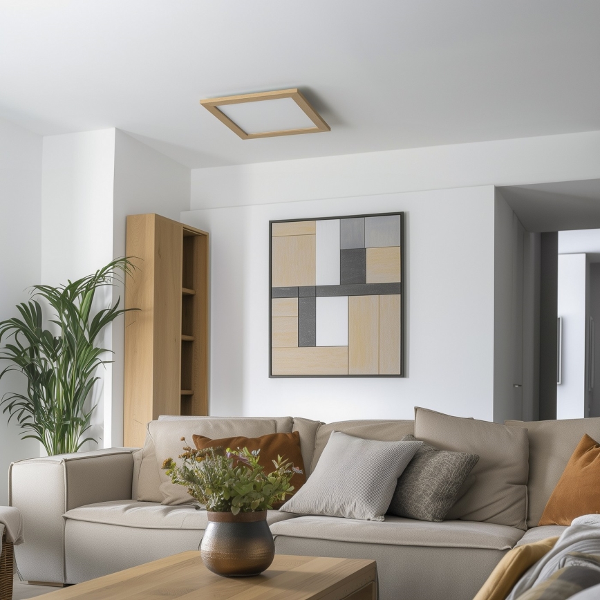 Eglo - LED dimbar infälld panel POZZALLO WOOD LED/21W/230V 2700-6500K 49,5x49,5 cm brun + fjärrkontroll