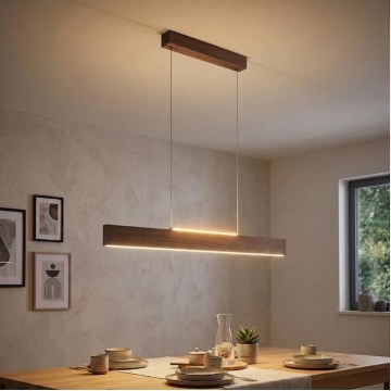 Eglo - LED-dimbar pendellampa på vajer LED/21W/230V + LED/8,4W valnöt