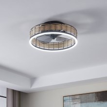Eglo - LED Dimbar takfläkt LED/28W/230V svart/beige 2700-6500K + fjärrkontroll
