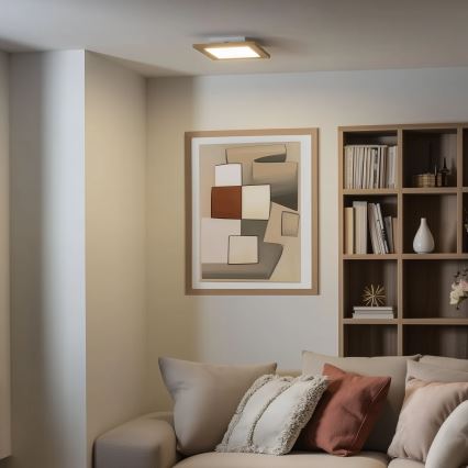 Eglo - LED Dimbart Takmonterat Panel SALOBRENA 2 WOOD LED/16W/230V 4000K 34x34 cm brun