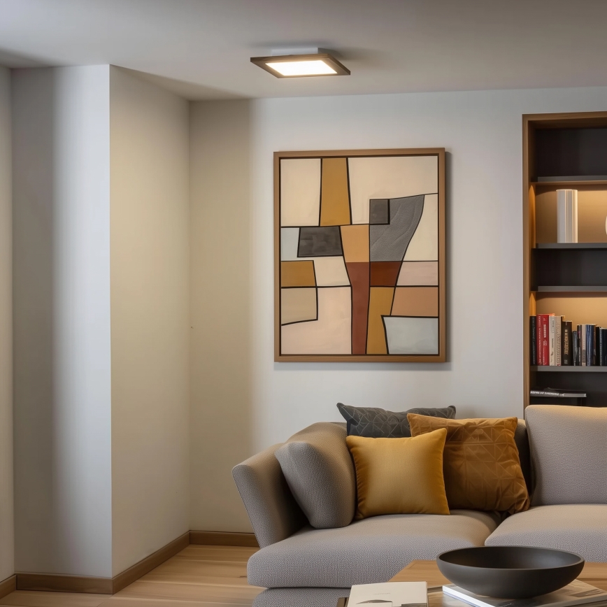 Eglo - LED Dimbart Takmonterat Panel SALOBRENA 2 WOOD LED/16W/230V 4000K 34x34 cm brun