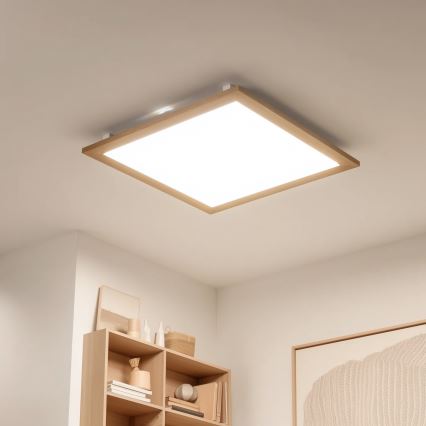 Eglo - LED fäst panel SALOBRENA-RW WOOD LED/34W/230V 2700/4000K 64x64 cm brun