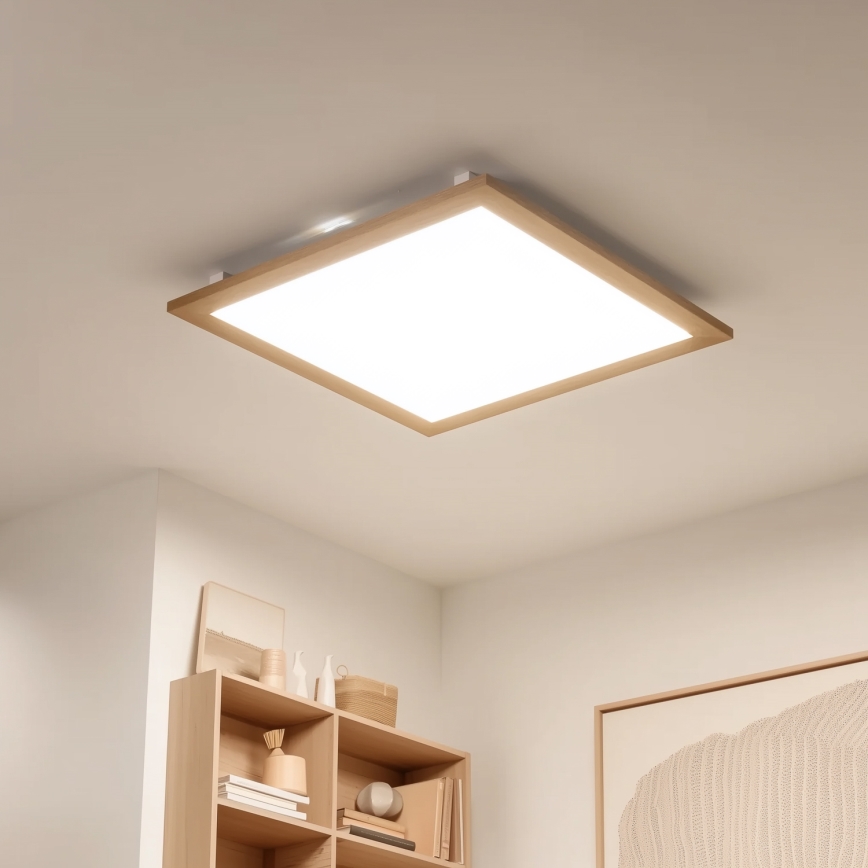 Eglo - LED fäst panel SALOBRENA-RW WOOD LED/34W/230V 2700/4000K 64x64 cm brun