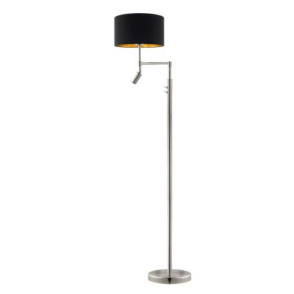 Eglo - LED golvlampa TUNJA 1xE27/60W/230V + LED/2,1W Ø 38 cm mattkrom/svart