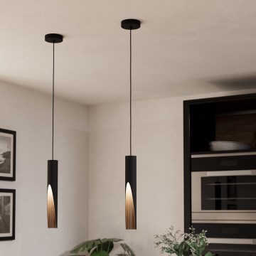 Eglo - LED ljuskrona med textilsladd 1xGU10/4,5W/230V 3000K svart/brun