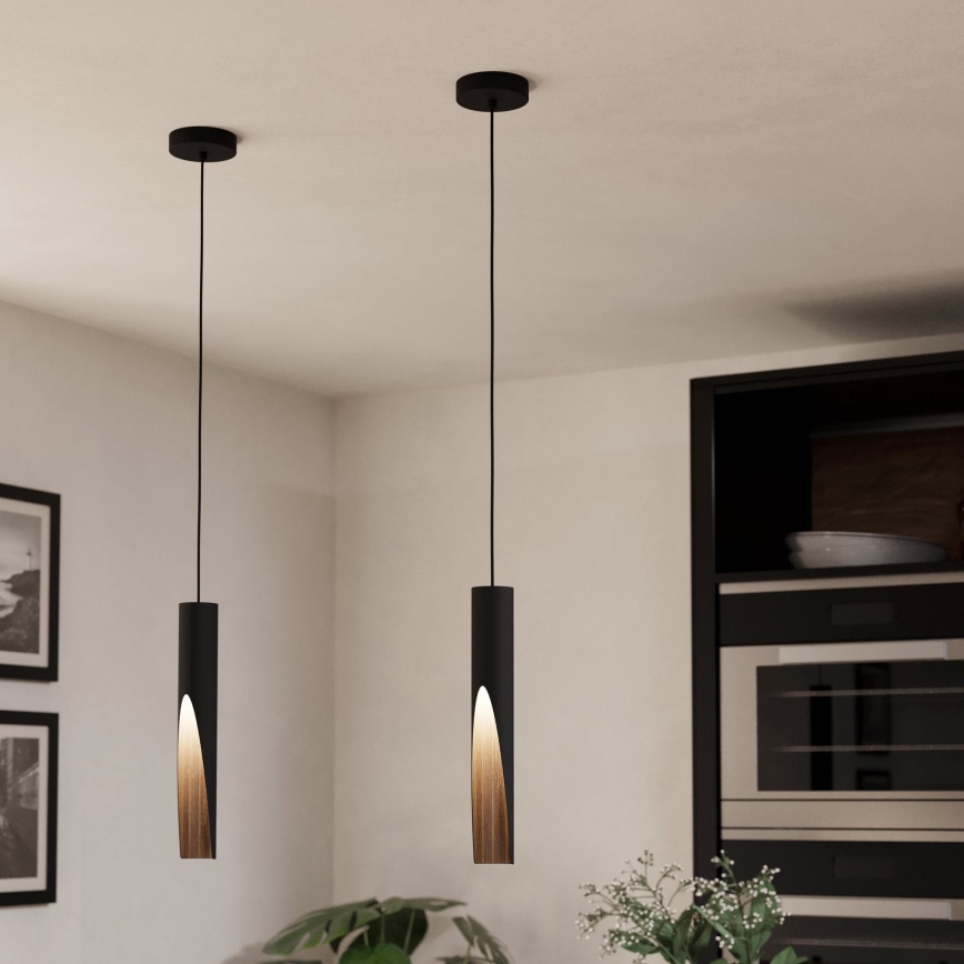 Eglo - LED ljuskrona med textilsladd 1xGU10/4,5W/230V 3000K svart/brun