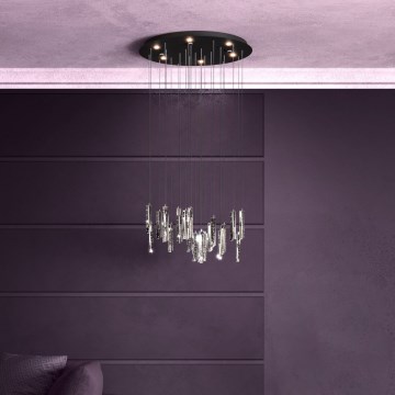 Eglo - LED ljusreglerad ljuskrona på textilsladd 6xLED/4,2W/230V 3000K genomskinlig