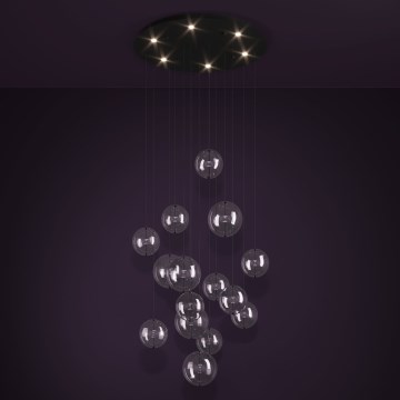 Eglo - LED ljusreglerad ljuskrona på textilsladd 6xLED/4,2W/230V 3000K genomskinlig