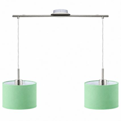 Eglo - LED-pendellampa på vajer TUNJA 2xE27/60W/230V matt krom/grön