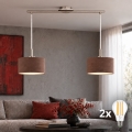 Eglo - LED pendellampa på vajer TUNJA 2xE27/60W/230V mattkrom/brun