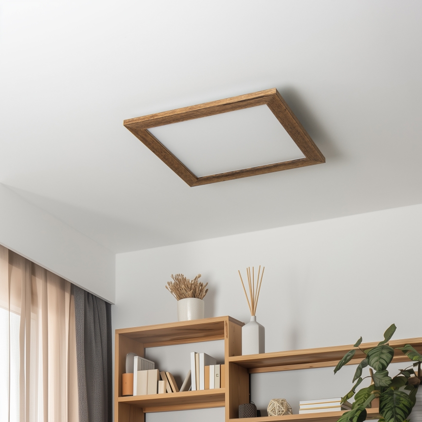 Eglo - LED RGB Dimbar infälld panel SALOBRENA-C WOOD LED/24W/230V 2700-6500K 49,5x49,5 cm brun + fjärrkontroll