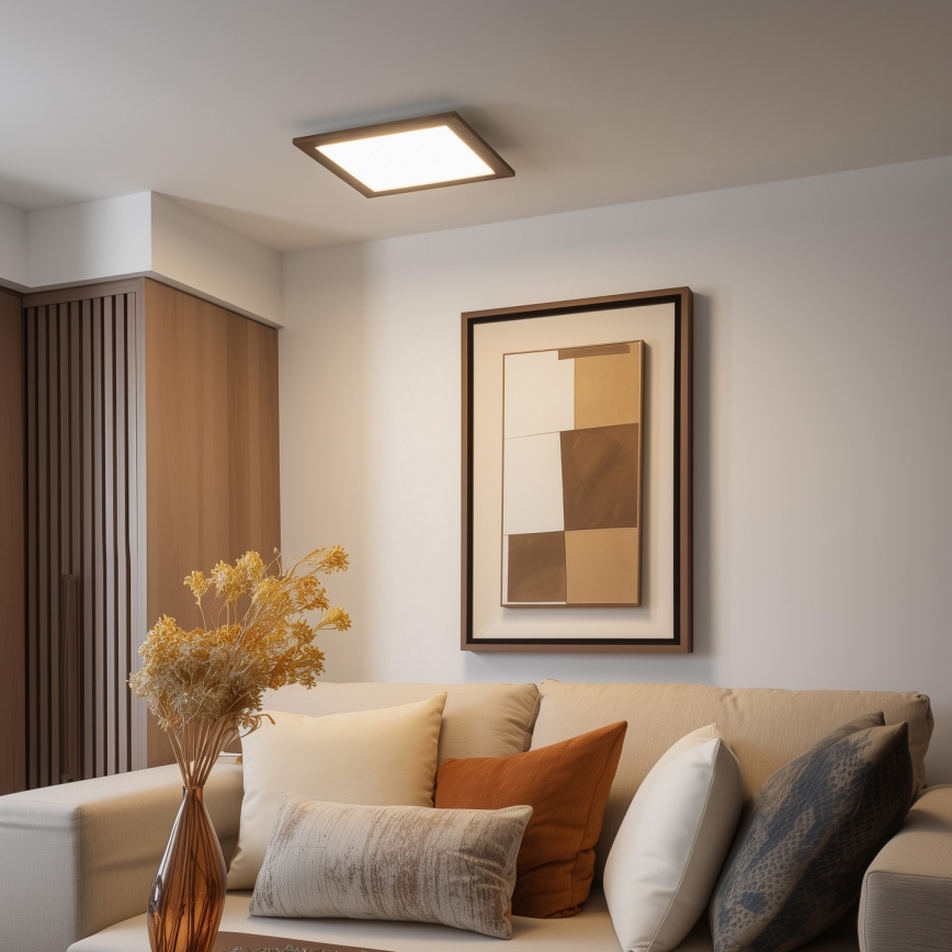 Eglo - LED RGB Dimbar infälld panel SALOBRENA-C WOOD LED/24W/230V 2700-6500K 49,5x49,5 cm brun + fjärrkontroll
