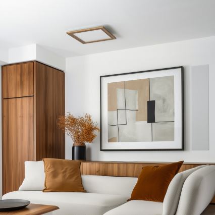 Eglo - LED RGB Dimbar infälld panel SALOBRENA-C WOOD LED/24W/230V 2700-6500K 49,5x49,5 cm brun + fjärrkontroll