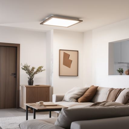 Eglo - LED RGB Dimbar infälld panel SALOBRENA-C WOOD LED/30,5W/230V 2700-6500K 64x64 cm mörkbrun + fjärrkontroll
