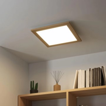 Eglo - LED RGB dimbar ytmonterad panel SALOBRENA-C WOOD LED/24W/230V 2700-6500K 49,5x49,5 cm brun + fjärrkontroll