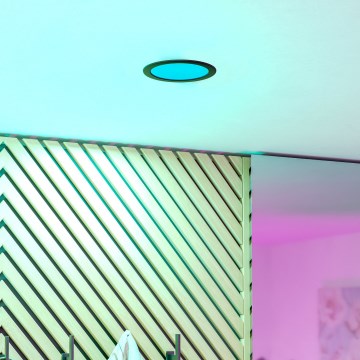 Eglo - LED RGBW dimbar infälld downlight för badrum LED/9,5 W/230 V 2700–6500 K Ø 16,8 cm IP44 svart