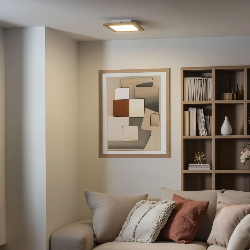 Eglo - LED RGBW Dimbar infälld panel SALOBRENA-C WOOD LED/16W/230V 2700-6500K 34x34 cm brun + fjärrkontroll