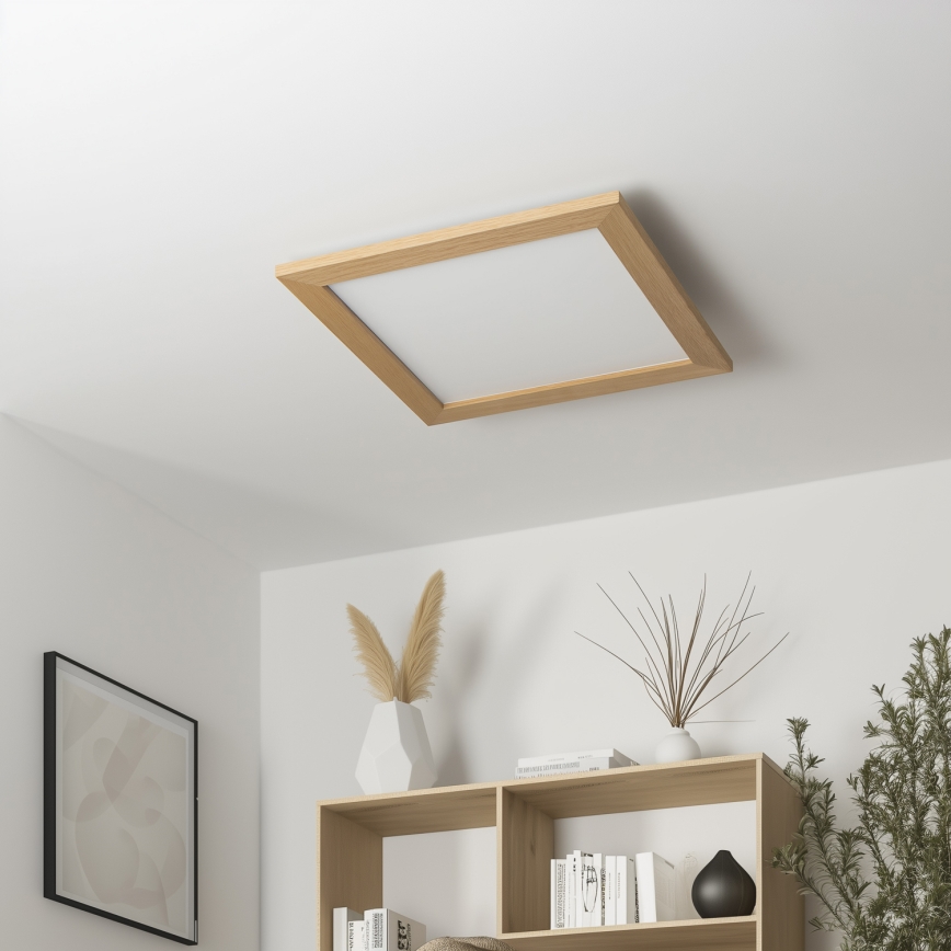 Eglo - LED RGBW dimbar infälld panel SALOBRENA-C WOOD LED/21W/230V 2700-6500K 49,5x49,5 cm brun + fjärrkontroll