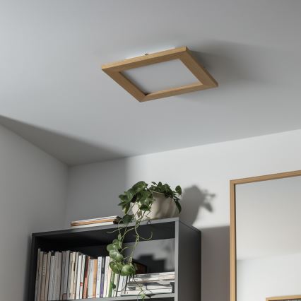 Eglo - LED RGBW dimbar ytmonterad panel SALOBRENA-C WOOD LED/16W/230V 2700-6500K 34x34 cm brun + fjärrkontroll