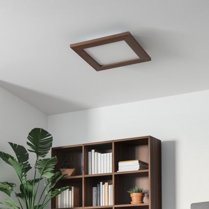 Eglo - LED RGBW Dimmbar ytmonterad panel SALOBRENA-C WOOD LED/16W/230V 2700-6500K 34x34 cm mörkbrun + fjärrkontroll