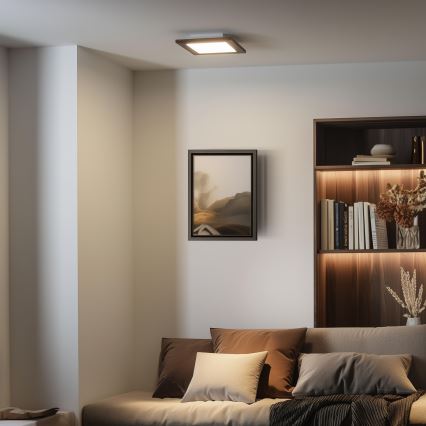 Eglo - LED RGBW Dimmbar ytmonterad panel SALOBRENA-C WOOD LED/16W/230V 2700-6500K 34x34 cm mörkbrun + fjärrkontroll