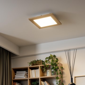 Eglo - LED RGBW dimbar ytmonterad panel SALOBRENA-C WOOD LED/16W/230V 2700-6500K 34x34 cm brun + fjärrkontroll